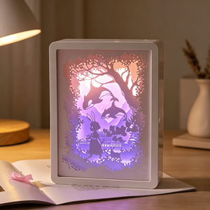 Lámpara LED Decorativa de Regalo, Caja de Luz 3D con Diseño de Papel Tallado, Caja de Luz con Diseño Chino, Caja de Sombra Iluminada con Paisaje Natural, Patrón Creativo - Product Image 3