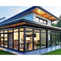 PinAi - Serres en verre préfabriquées pour l'extérieur, 4 saisons, rétractables, en aluminium, avec toit en verre isolant écologique
