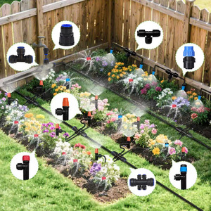 Kit d'irrigation goutte à goutte 1/2 pouce à connexion rapide, 33 pieds, 197 pieds, système d'arrosage de jardin, ensemble de tuyaux automatiques pour fleurs et plantes - Product Image 1