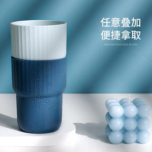 Xitianlong - Vaso para enjuague bucal, soporte para cepillos de dientes, estilo nórdico, vaso de plástico de color sólido para uso en el baño - Product Image 4