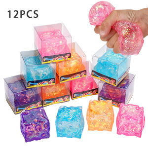 Cubo de Glitter TPR de Maltosa, Juguete Sensorial Antiestrés Blandito y Elástico, Pelota Antiestrés de Queso, Cubo para Aliviar el Estrés - Product Image 4
