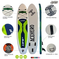 En stock Planche de SUP gonflable personnalisée en PVC Écologique Portable Système à 3 ailerons 12 kg Accessoires complets pour les eaux océaniques