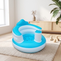 Siège d'apprentissage gonflable en PVC pour bébé, coloré, avec support souple, chaise de repas portable à motif de dessin animé pour 3-30 mois