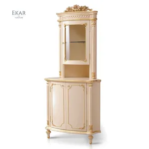 Европейская классическая мебель для гостиной, роскошный античный угловой шкаф, резьба по дереву, 1 дверной Витринный Шкаф