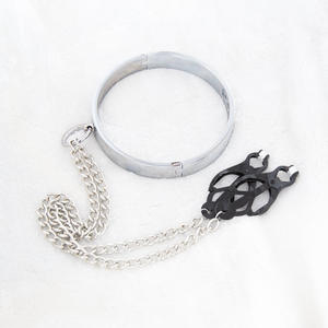 Femminile Del Collare di Metallo Rotonda Bar con Morsetti Per Capezzoli Sexy Toys BDSM Bondage Gear Collo Collari Fetish Giocattolo Del Sesso - Product Image 1