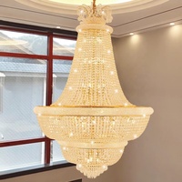 Lustre en cristal LED or décoratif d'intérieur exquis de luxe K9 Lustre d'hôtel Lumière pour hauts plafonds