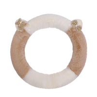 Longue peluche pelucheuse personnalisée de luxe en laine artificielle douce en forme d'ours couvre volant de voiture Intérieur de voiture fourrure