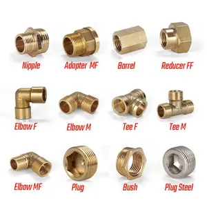 Brass Fittings Nipple Adapter Male Female Barrel Reducer Elbow Tee Plug Bushing Connector & Union 1/8" 1/4" 3/8" 1/2"3/4"