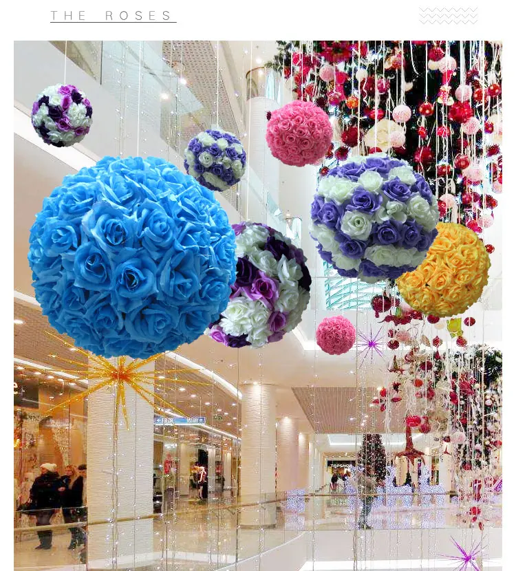 K10175 8 "Свадебные украшения, искусственные розы, Шелковый цветочный шар, центральные части, декоративный подвесной цветочный шар