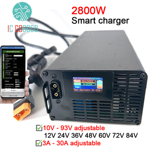 Cargador de Batería de Litio Ajustable de 2800W, 10V a 93V, 3A a 30A, para Baterías de 24V, 48V, 60V, 72V, 84V, 12V, Li-ion, Lifepo4, LFP, con Bluetooth, PFC Inteligente - Product Image 1