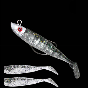 Pour LUTAC 110mm 25g basse truite <span class=keywords><strong>brochet</strong></span> <span class=keywords><strong>hiver</strong></span> mer <span class=keywords><strong>leurre</strong></span> artificiel PVC <span class=keywords><strong>souple</strong></span> appât avec tête de plomb et queue en T pour la pêche en rivière - Product Image 3