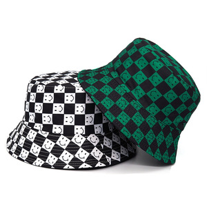 Protector solar para mujer, gorra de lavabo Reversible de doble cara para hombre, con estampado de Panamá Gorras, sombreros de pescador de pesca, <span class=keywords><strong>sombrero</strong></span> de cubo a cuadros con sonrisa - Product Image 3