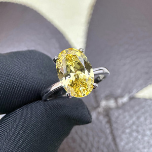 Ada Đồ Trang Sức Sẵn Sàng Để Tàu Thấp Moq 1PC 925 Sterling Silver Bạc Của Phụ Nữ 8X12Mm 5.5 Carat Hình Bầu Dục Cắt Vàng Zircon Vòng - Product Image 4