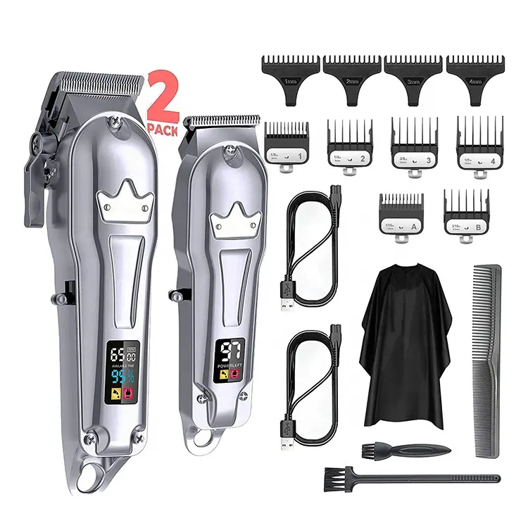 OEM Customize All-metal body electric hair cutter retro oil head stainless steel professional man hair trimmer set