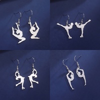 Boucles d'oreilles série de gymnastique artistique en acier inoxydable gymnaste Ballet danse en forme de boucles d'oreilles à la mode sport bijoux cadeau