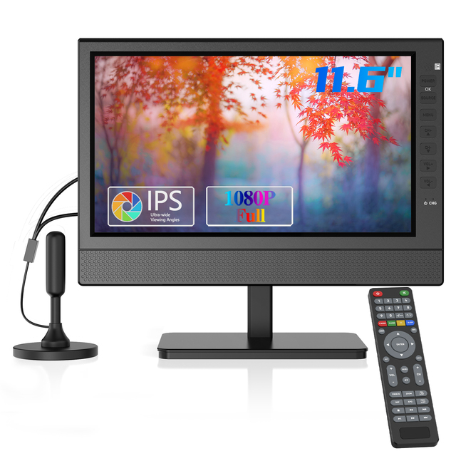 KCR 11.6 Inch 1080p IPS LED USB Screen Rechargeable Battery Operated Portable TV Antenna Built-In Speaker 1 Year Warranty NTSC