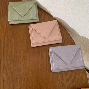 Women's New Lychee Patterned <strong>Mini</strong> Card Wallet with RFID Contrast Color Change Three-fold Buckle and Card Clip - Product Image 1