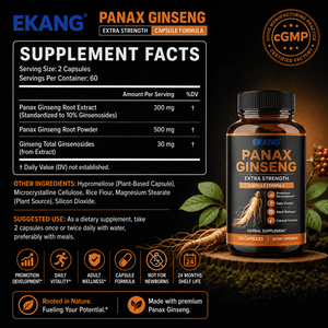 Capsule de complément alimentaire à base de plantes Panax Ginseng Extra Naturel, fabriquée aux États-Unis, pour adultes - Product Image 2