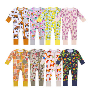 RTS Bambus Pyjamas Schnelle Lieferung Niedlich bedruckte einteilige faltbare Stram pler Langarm Neugeborenen Nachtwäsche Reiß verschluss für Babys - Product Image 2