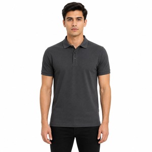 Polo de Manga Corta para Hombre, Color Gris Oscuro, Algodón Supima, Estilo Casual, Transpirable, Corte Regular - Product Image 1