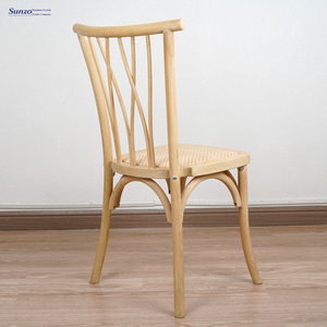 Sedia impilabile in legno Botanica Cross Back, stile rustico antico, per sala da pranzo, matrimoni, ristoranti, feste ed eventi all'aperto - Product Image 6
