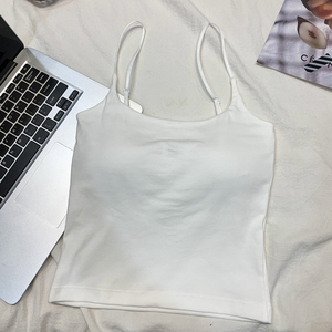 Camisetas sin mangas estilo BM para mujer Primavera Verano Venta caliente Modal algodón almohadilla en el pecho pequeño <span class=keywords><strong>tirantes</strong></span> chaleco integrado hermosa espalda interior - Product Image 6