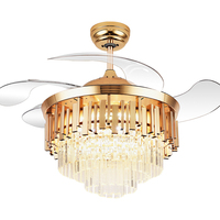 2049A Lustre en cristal ventilateur de plafond avec lumière avec télécommande