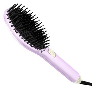 Electric Hair Brush With Tourmaline Ceramics Bristle Adjustable Heat Settings For Dry Hair Straightening Q18 - Product Image 1