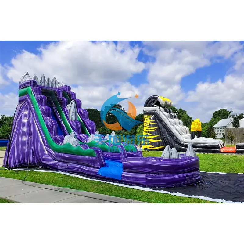 50 Ft Commercial Purple Giant Inflatable Water Slides Double Fun Games Bouncy House Unisex Adult Castle Model Repair Kid's Fun