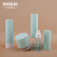Contenedor de loción para mascotas esmerilado rosa de 100ml, botella de tóner con tapa superior giratoria, botellas de plástico de jabón líquido cosmético con tapa de flor tallada