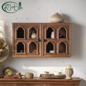 Gabinete de Almacenamiento de Madera para Montar en la Pared, Acabado en Nogal, Organizador de Oficina, Forma Rectangular, Superficie Lacada - Product Image 2