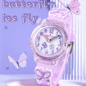 Vendite dirette farfalle volare ragazze orologi impermeabili per adolescenti bambini guardare con cartone animato