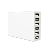 Cargador de Escritorio USB de 6 Puertos, 5V 10A 50W, Estación de Carga Universal Portátil para Relojes Inteligentes y Teléfonos