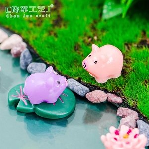Micro-paysage Weij, jardin de mousse et de plantes succulentes, accessoires décoratifs mignons en forme de petit cochon, miniatures en résine pour table - Product Image 5