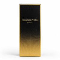 Boîte pliante personnalisée noire et or pour parfum avec logo en feuille d'or et finition UV inversée