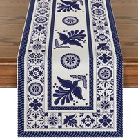 Chemin de table style américain pour carnaval mexicain, motif floral et oiseaux, imprimé crâne du Jour des Morts, en polyester