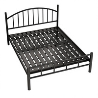Cadre de lit double en fer forgé avec sommier à lattes, suspension renforcée, usage domestique, modèle 1800 mm, minimaliste moderne, pour location
