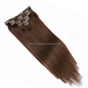 Hot wholesale beauty hair 100% Russian human head clip hair extensions wholesale seamless India 100 female hair clips