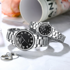 Relojes de Pareja para Negocios, Esfera con Números Grandes, Correa de Acero Inoxidable, Relojes de Cuarzo para Hombre y Mujer, Reloj de Pulsera Casual para Uso Diario - Product Image 6