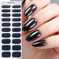Autocollants pour ongles à presser de qualité salon, personnalisables, design brillant métallique, vernis gel, enveloppes pour ongles, lampe UV, gel semi-durci, bandes pour ongles