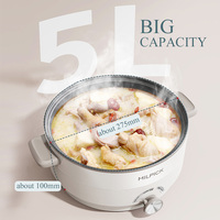 Casserole électrique multifonctionnelle à prix avantageux et à haut rendement, grande capacité 4L/5L, cuisson rapide, couvercle en verre