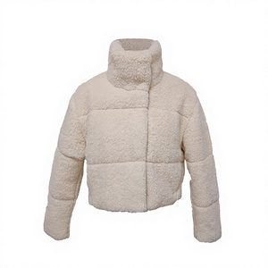 Chaqueta Bomber Acolchada de Invierno para Mujer, Forro Polar, Cuello Vuelto, Manga Larga, Color Sólido, Bordado, Cálida - Product Image 2