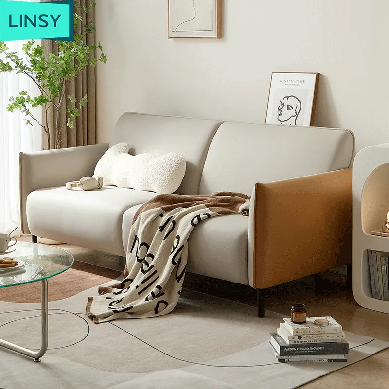 Linsy Simple unidad pequeña sala de estar sofá de tela tecnología tela sofá de apartamento