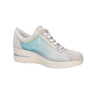 Sneakers Morbide da Donna Cinzia, Bianche e Azzurre, con Tomaia in Rete, per Uso Casual - Product Image 5