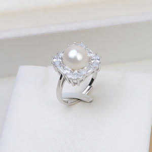 Anillo de Plata S925 Wenchi con Base Cuadrada y Perla Ajustable, Modelo 16804, Joyería Elegante para Mujer, China - Product Image 1