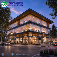 Edificio Comercial Residencial, Edificio de Oficinas de Tres Pisos, Estructura de Acero Prefabricada, Centro Comercial de Vidrio