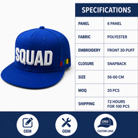 Topi Snapback 5 Panel Bordir 3D Puff 100% Poliester 5 Warna Tim Logo Kustom Pinggiran Datar OEM ODM Team Building