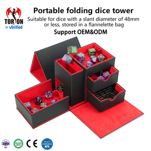   Tour à dés pliable portable en cuir personnalisé avec plateau et boîte de rangement magnétique pour DND RPG - Product Image 1