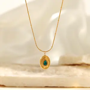 Оптовая продажа, модное ожерелье с кулоном от сглаза, Очаровательное ожерелье из нержавеющей стали с золотой подвеской от сглаза Хамса