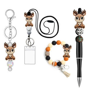 New Style 3D Stereo <b>Silicone</b> <b>Beads</b> Christmas Elk Animal Childrens Beaded Pen Loose Accessories Stock Wholesale Literature Art - Product Image 2